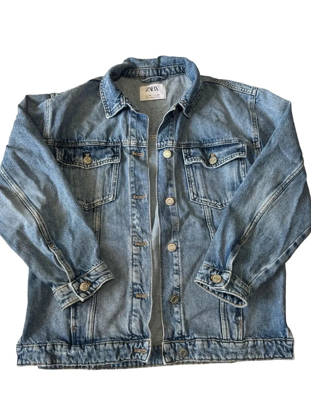 Zara Denim Jacket Size 10 | Light Wash Oversized Trucker Jean Jacket